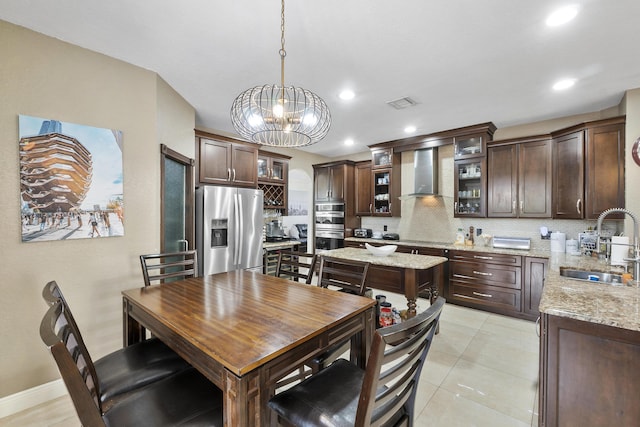 12358 Saint Simon Dr, Boca Raton, FL 33428 - dining room featuring a chandelier, recessed lighting, and light tile patterned floors