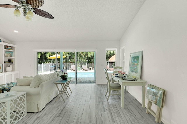 3824 SE Fairway E, Stuart, FL 34997 - living area with ceiling fan, light wood-type flooring, and recessed lighting