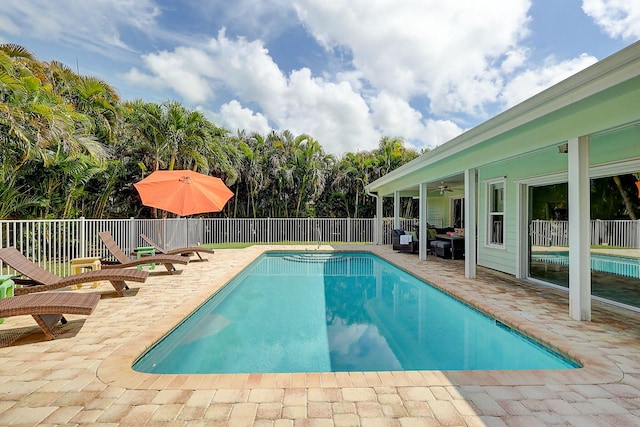 3824 SE Fairway E, Stuart, FL 34997 - view of pool with a patio and a ceiling fan