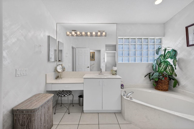 6679 Sherbrook Dr, Boynton Beach, FL 33437 - bathroom with a bath, tile patterned floors, vanity, and a shower with shower door