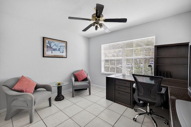 6679 Sherbrook Dr, Boynton Beach, FL 33437 - office featuring light tile patterned flooring and a ceiling fan