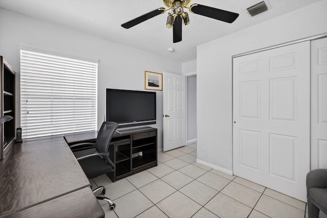 6679 Sherbrook Dr, Boynton Beach, FL 33437 - office space with ceiling fan and light tile patterned floors