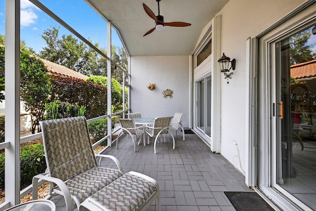 6679 Sherbrook Dr, Boynton Beach, FL 33437 - sunroom / solarium with ceiling fan and outdoor dining space