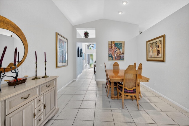 6679 Sherbrook Dr, Boynton Beach, FL 33437 - dining area featuring lofted ceiling and light tile patterned floors
