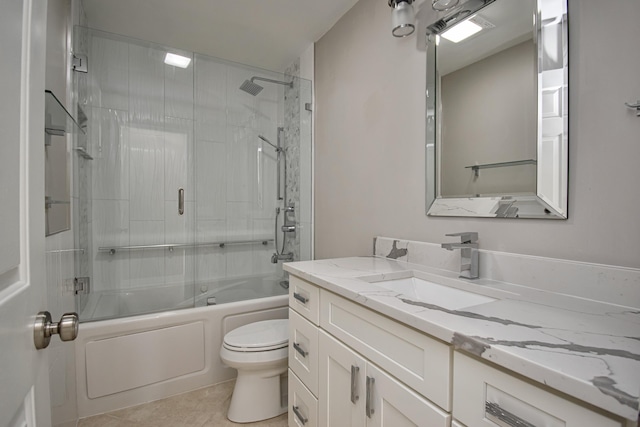 21734 San Simeon Cir, Boca Raton, FL 33433 - bathroom with vanity, tile patterned floors, and enclosed tub / shower combo