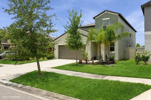 5126 Dandelion St, Apollo Beach, FL 33572 - view of front of home featuring concrete driveway, an attached garage, and stucco siding