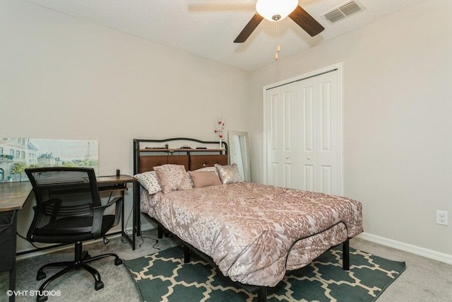 5126 Dandelion St, Apollo Beach, FL 33572 - bedroom featuring a closet, carpet flooring, a desk, and ceiling fan