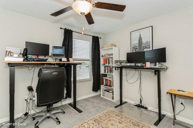 5126 Dandelion St, Apollo Beach, FL 33572 - carpeted office space with ceiling fan and a textured ceiling