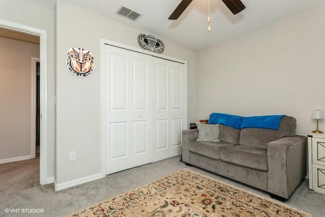 5126 Dandelion St, Apollo Beach, FL 33572 - living area with carpet and a ceiling fan