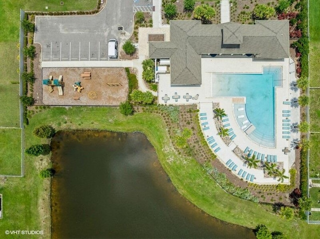 5126 Dandelion St, Apollo Beach, FL 33572 - aerial view of a pool and a nearby body of water