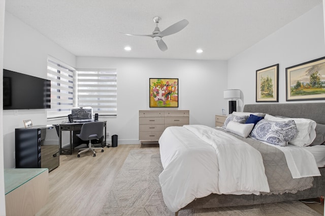 19349 Sabal Lake Dr Unit 5046, Boca Raton, FL 33434 - bedroom featuring light wood-type flooring, a desk, recessed lighting, and ceiling fan