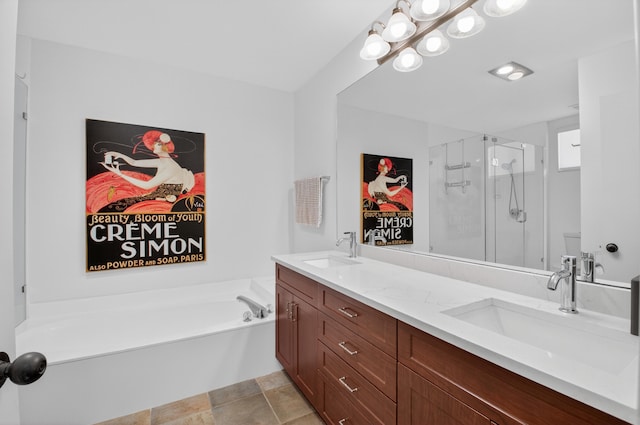 19349 Sabal Lake Dr Unit 5046, Boca Raton, FL 33434 - bathroom with a shower stall, a bath, and double vanity