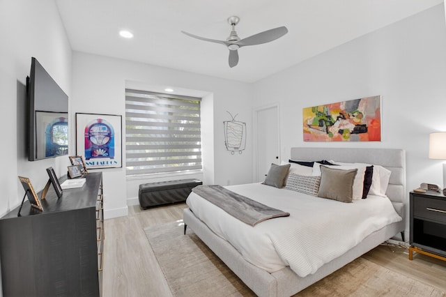 19349 Sabal Lake Dr Unit 5046, Boca Raton, FL 33434 - bedroom with wood finished floors, a ceiling fan, and recessed lighting