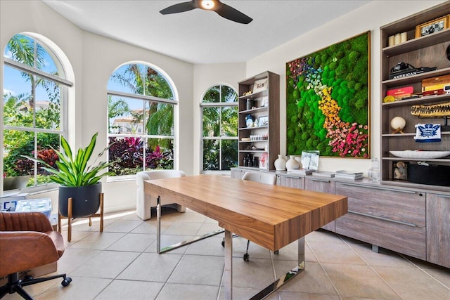 9222 Delemar Ct, Wellington, FL 33414 - office with light tile patterned floors and a ceiling fan