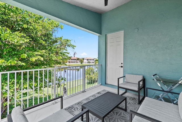 9222 Delemar Ct, Wellington, FL 33414 - balcony with a water view and ceiling fan