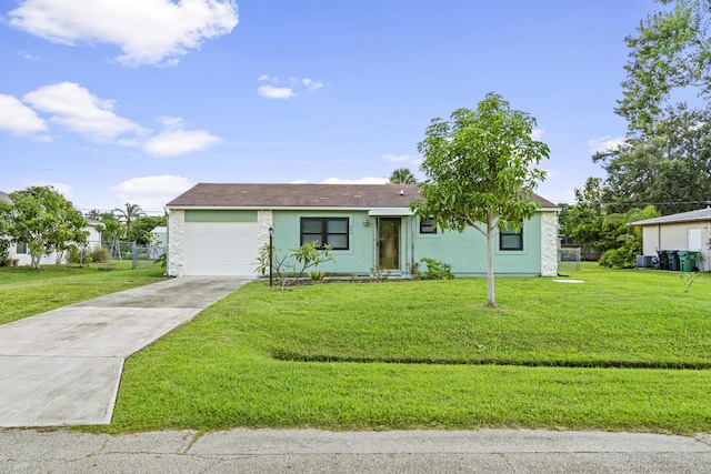 849 SE Celtic Ave, Port Saint Lucie, FL 34983 - single story home featuring an attached garage, concrete driveway, stucco siding, and a front lawn