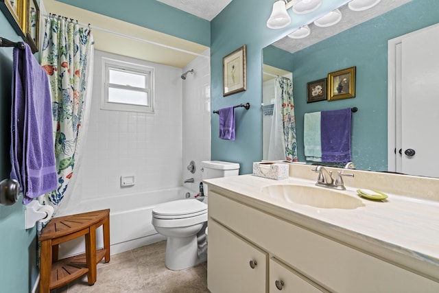 849 SE Celtic Ave, Port Saint Lucie, FL 34983 - full bathroom featuring vanity, shower / tub combo, and tile patterned flooring