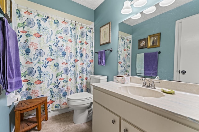 849 SE Celtic Ave, Port Saint Lucie, FL 34983 - full bath featuring vanity, tile patterned flooring, and curtained shower