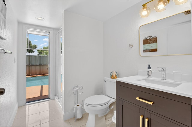 9927 Boca Gardens Trl Unit A, Boca Raton, FL 33496 - bathroom with vanity, tile patterned floors, and a stall shower