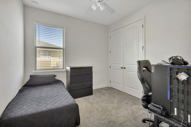 774 SE Ablett Ln, Port Saint Lucie, FL 34984 - carpeted bedroom featuring a closet, a ceiling fan, and an office area