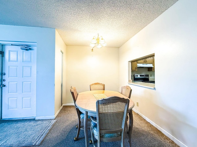 3658 Alder Dr Unit D1, West Palm Beach, FL 33417 - carpeted dining room with a chandelier and a textured ceiling