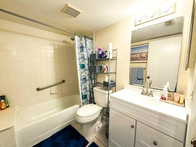 3658 Alder Dr Unit D1, West Palm Beach, FL 33417 - bathroom featuring shower / bath combination with curtain, vanity, and tile patterned flooring