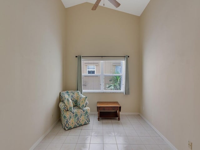 374 NW Sherry Ln, Port Saint Lucie, FL 34986 - sitting room featuring ceiling fan and vaulted ceiling