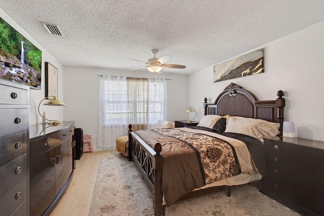 14085 Nesting Way Unit C, Delray Beach, FL 33484 - bedroom featuring a textured ceiling, ceiling fan, and light wood-style flooring