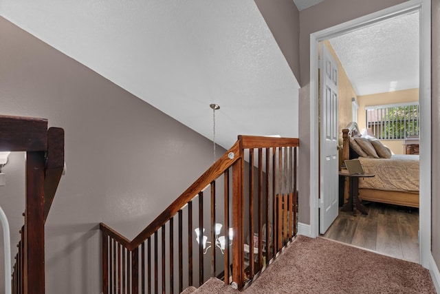 7670 NW 79th Ave Unit O3, Tamarac, FL 33321 - stairway with wood finished floors, a textured ceiling, and carpet