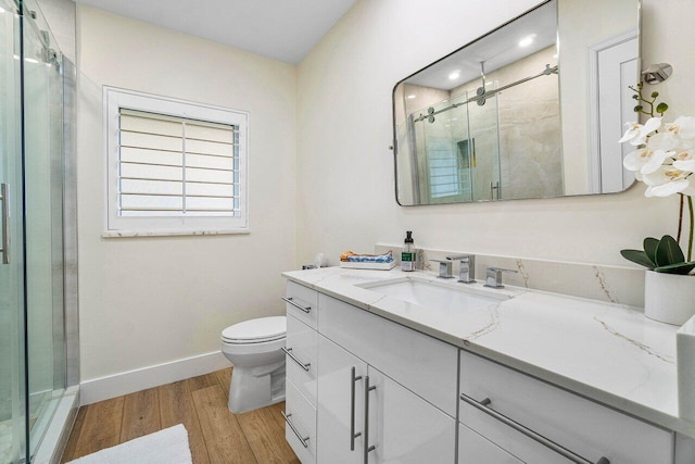 881 Elderberry Way, Boca Raton, FL 33486 - bathroom with wood finished floors, vanity, and a stall shower