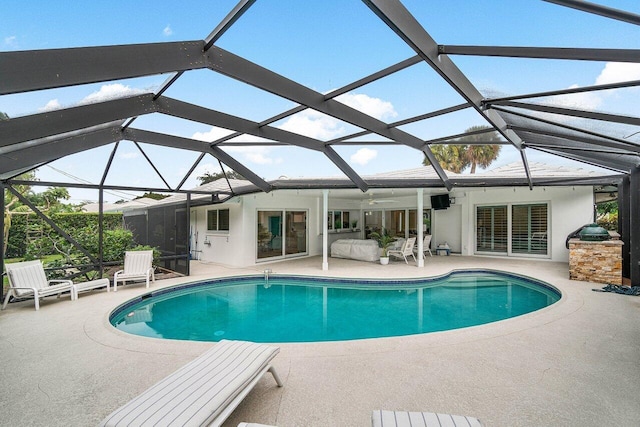 881 Elderberry Way, Boca Raton, FL 33486 - swimming pool featuring a patio area, a ceiling fan, and a lanai