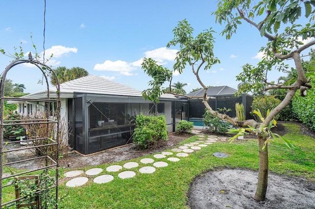 881 Elderberry Way, Boca Raton, FL 33486 - view of yard featuring a lanai and a sunroom