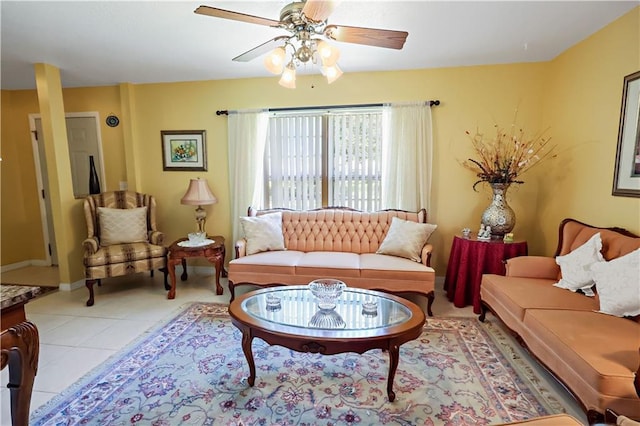 2582 Longwood Blvd, Melbourne, FL 32934 - living area with a ceiling fan and light tile patterned floors