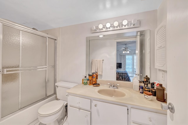 1902 Bermuda Cir Unit L2, Coconut Creek, FL 33066 - bathroom featuring ensuite bathroom, vanity, bath / shower combo with glass door, and ceiling fan