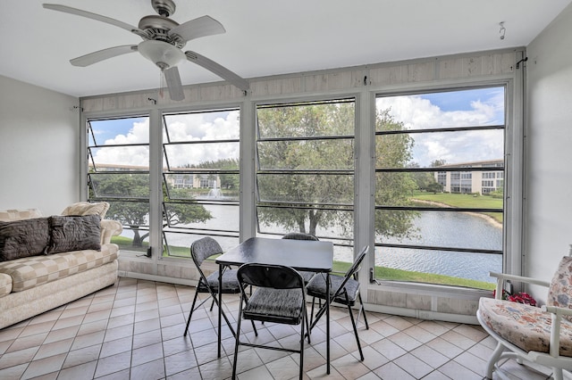 1902 Bermuda Cir Unit L2, Coconut Creek, FL 33066 - sunroom featuring a water view and ceiling fan