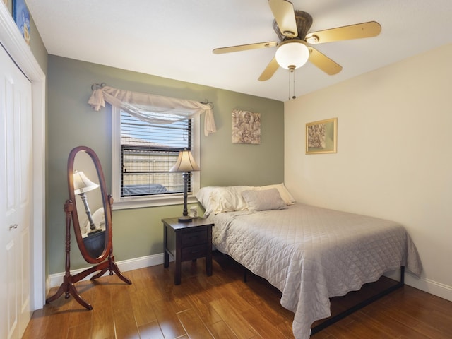 1155 Woodcrest Rd W, West Palm Beach, FL 33417 - bedroom with wood finished floors, a closet, and ceiling fan