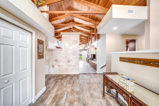 1819 SW Crane Crk, Palm City, FL 34990 - hallway with wooden ceiling and wood finished floors
