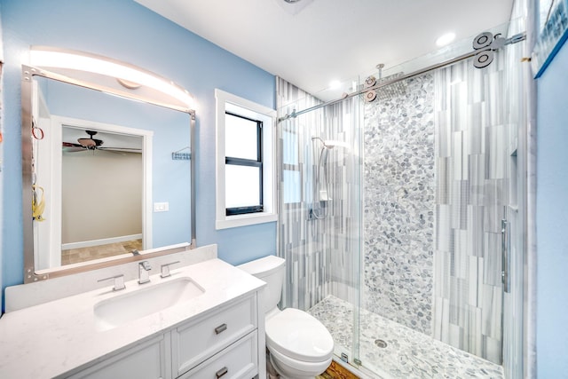 1819 SW Crane Crk, Palm City, FL 34990 - full bath with a shower stall, vanity, and ceiling fan