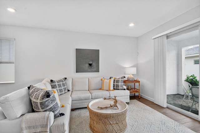 14929 Three Ponds Trl, Delray Beach, FL 33446 - living room featuring wood finished floors and recessed lighting