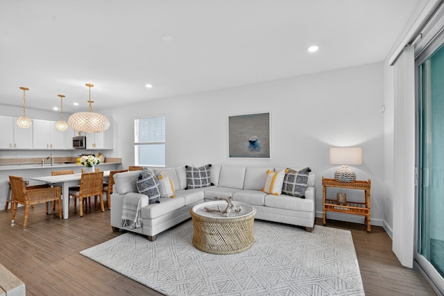 14929 Three Ponds Trl, Delray Beach, FL 33446 - living area featuring light wood-style floors and recessed lighting