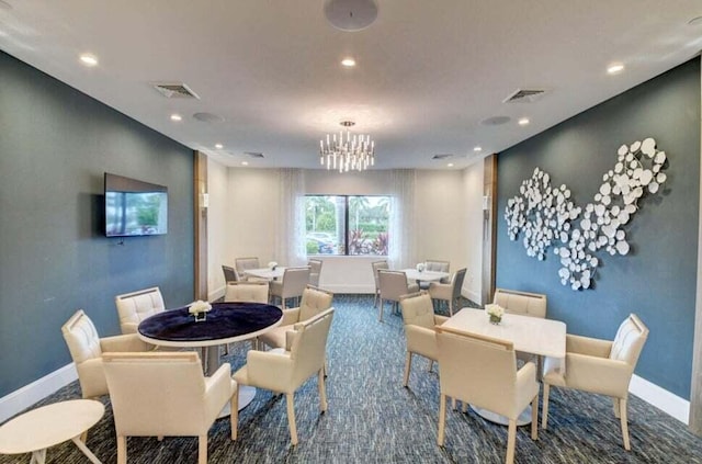 14929 Three Ponds Trl, Delray Beach, FL 33446 - dining area featuring recessed lighting and a chandelier