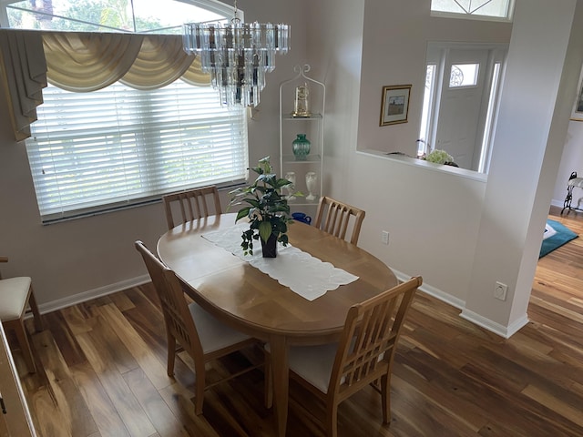 3053 SE Darien Rd, Port Saint Lucie, FL 34952 - dining space with wood finished floors and a chandelier