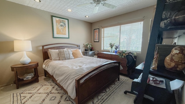 4090 Tivoli Ct Unit 303, Lake Worth, FL 33467 - bedroom featuring a textured ceiling, a ceiling fan, and recessed lighting