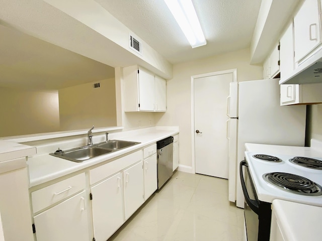 815 W Boynton Beach Blvd Unit 7-102, Boynton Beach, FL 33426 - kitchen featuring dishwasher, white range with electric cooktop, light countertops, and white cabinets