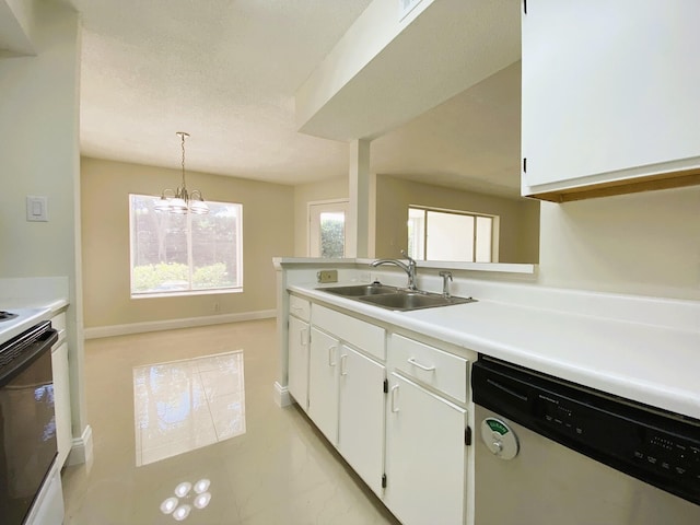 815 W Boynton Beach Blvd Unit 7-102, Boynton Beach, FL 33426 - kitchen featuring dishwasher, light countertops, white cabinets, range, and a chandelier