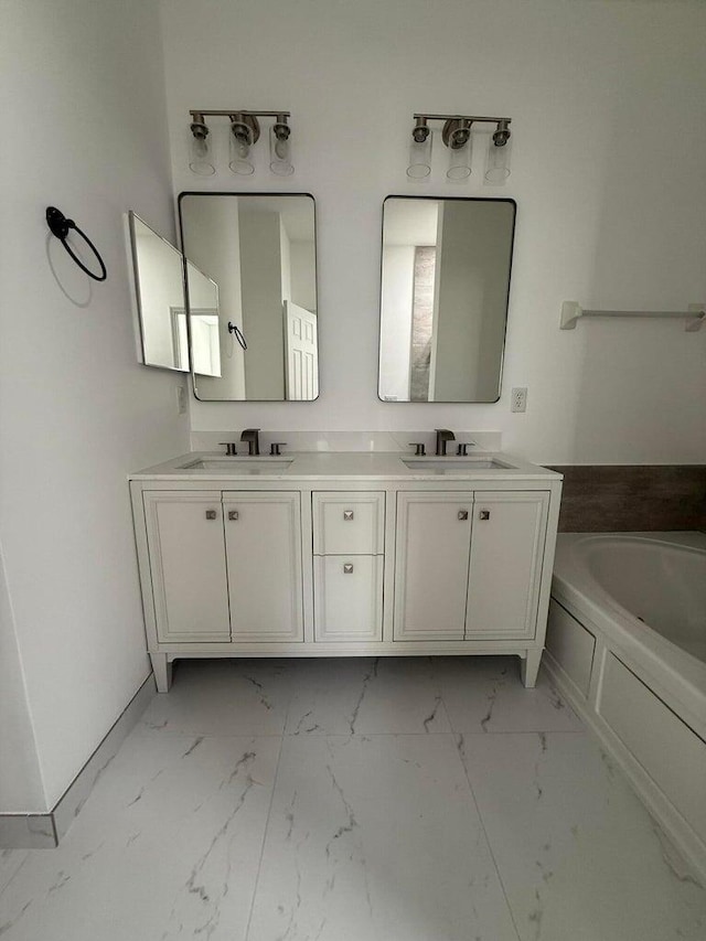 108 W Pigeon Plum Dr W Unit 102, Jupiter, FL 33458 - full bath featuring marble finish flooring, double vanity, and a garden tub