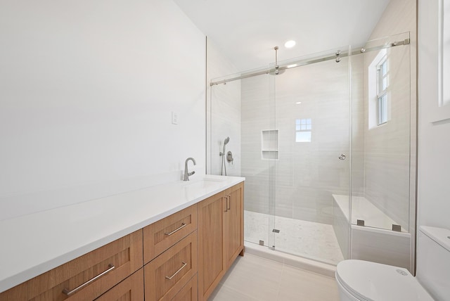 295 Austin Ln, West Palm Beach, FL 33401 - full bath featuring a shower stall, vanity, and tile patterned flooring