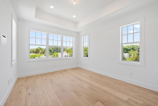 295 Austin Ln, West Palm Beach, FL 33401 - empty room featuring light wood-style floors, a raised ceiling, and recessed lighting