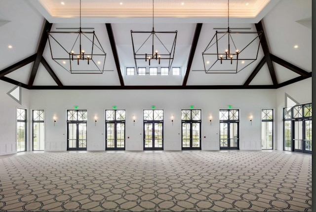 10815 Stellar Cir, Palm Beach Gardens, FL 33412 - lobby featuring high vaulted ceiling and beamed ceiling