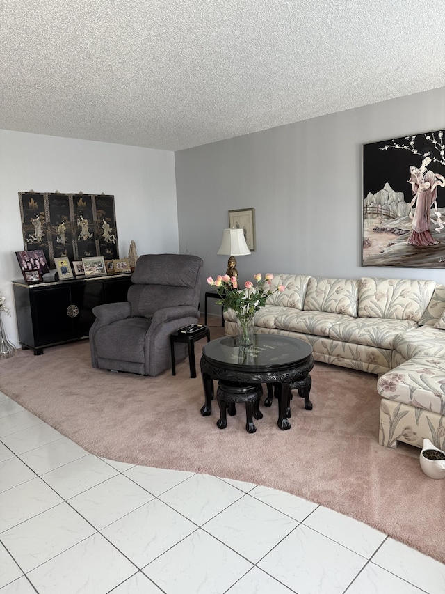 4022 Wolverton B, Boca Raton, FL 33434 - carpeted living room featuring a textured ceiling